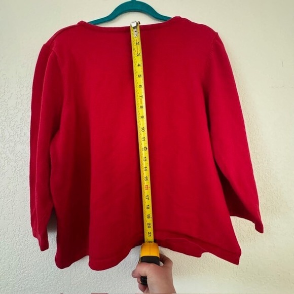 Rafaella Women's Red 3/4 Sleeve Sweater with Embroidered American Flag 2X - Picture 7 of 8